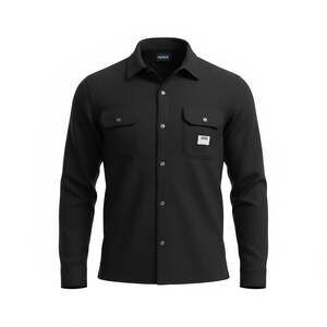 HUGO Men's Ekynone Relaxed-Fit Overshirt in Black Cotton Twill